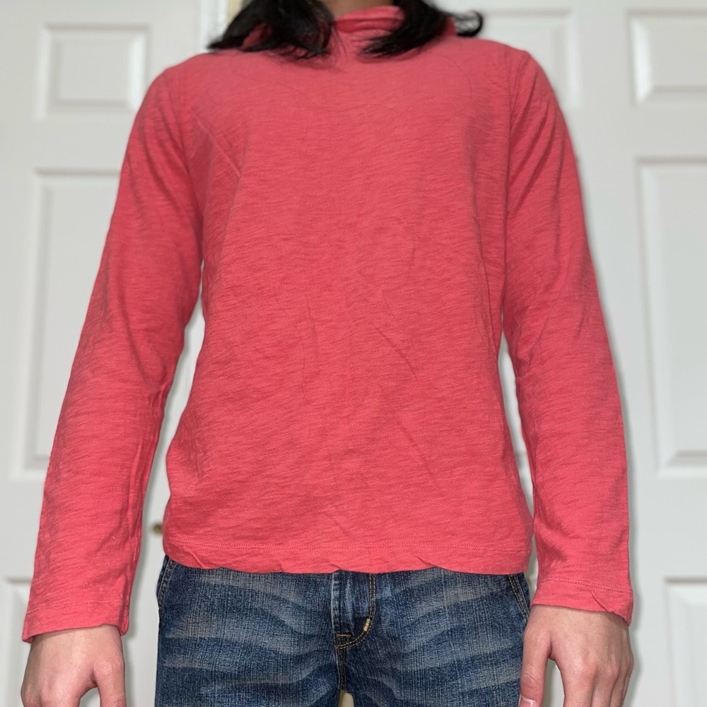 GAP Long Sleeve Hooded Shirt Size Medium In Salmon Pink